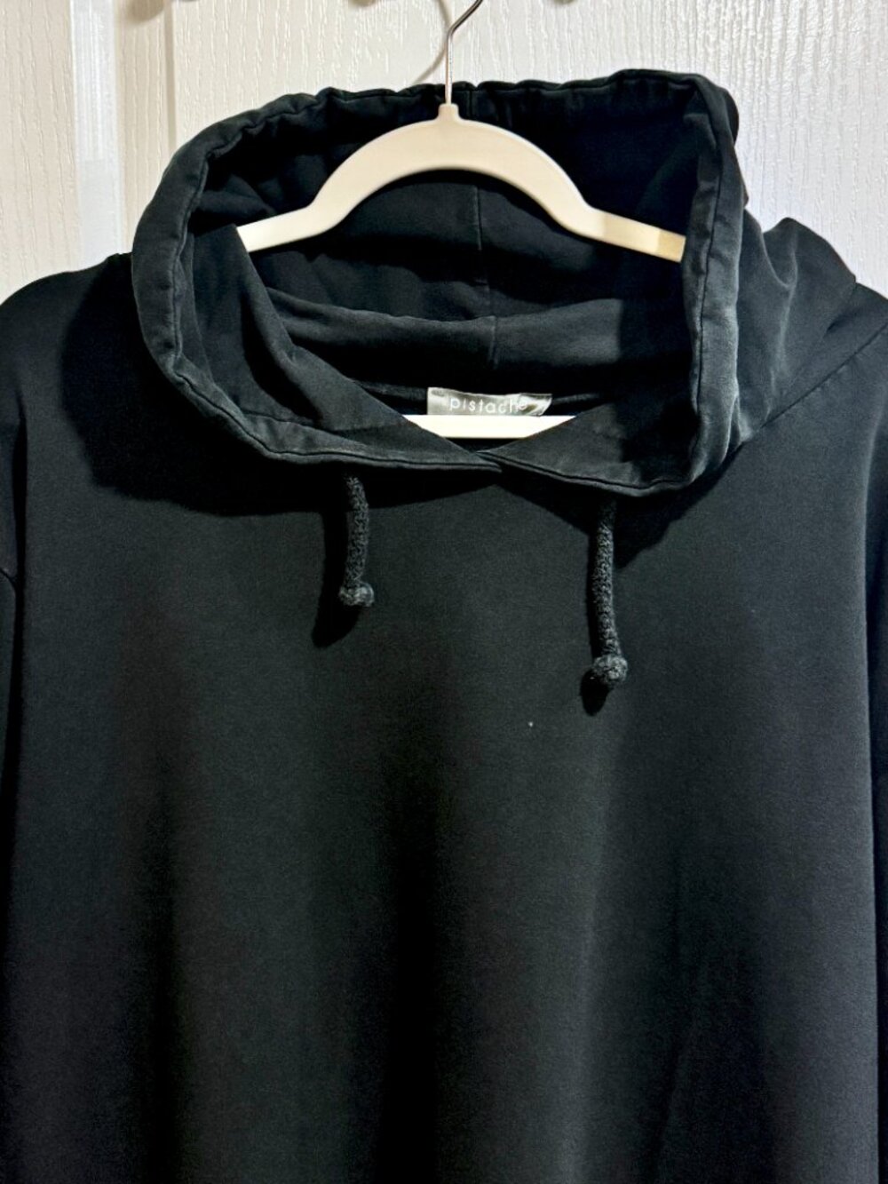 Pistache Made in Italy Cowl Neck Hooded Sweatshirt Black Oversized XL